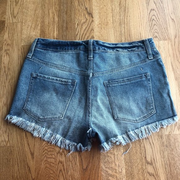 Mossimo Distressed High Rise Shorts Raw Hem Size 8 - Picture 6 of 11